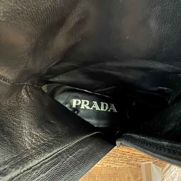 Prada Nylon Vintage Black Boots Ankle Booties Square Toe Women's Size 38 1/2 8 - Picture 6 of 11